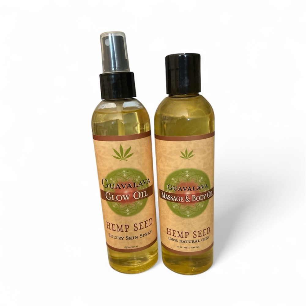 New Earthly Body Guavalava Massage & Body Oil and Glow Oil Sultry Skin Spray